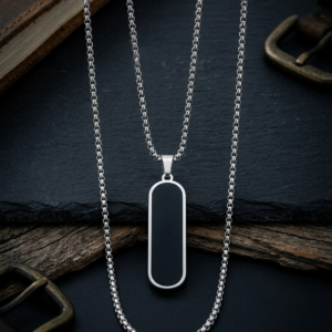 black tag pendant chain