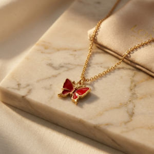 red butterfly pendant chain