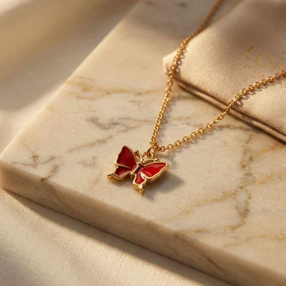 red butterfly pendant chain red butterfly pendant chain